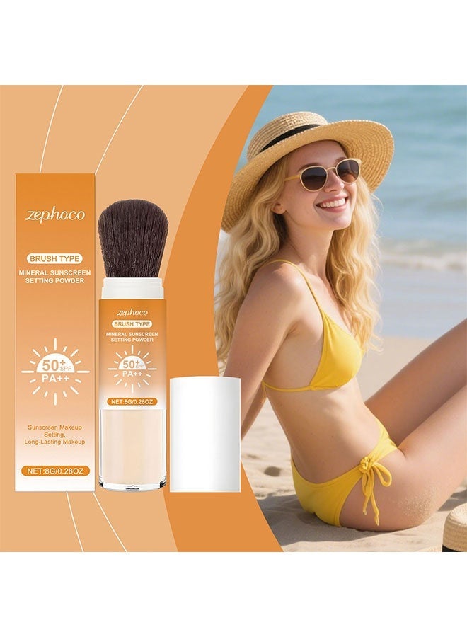 zephoco Mineral Sunscreen Setting Powder,Long Lasting Oil Control,Natural Matte Finish,Ranslucent, Even Skin Tone, Non Sticky, For Face Scalp & Hair - Image 3